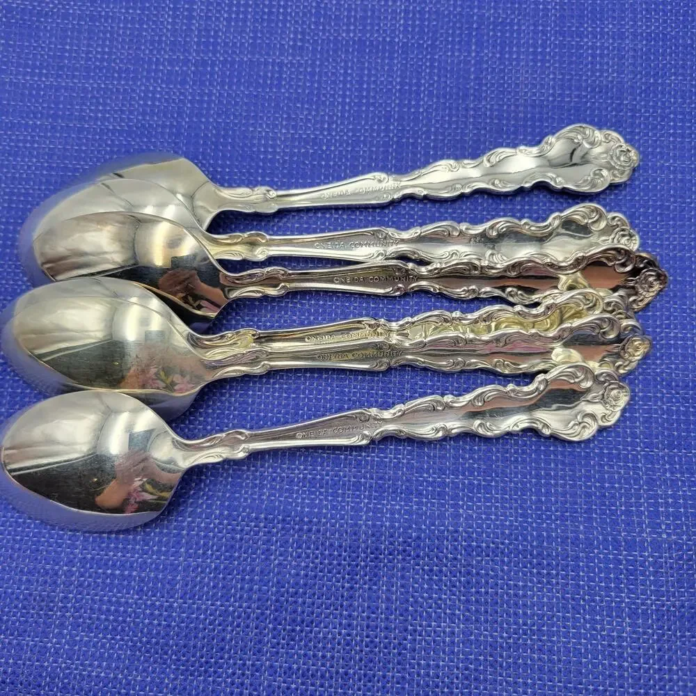 Set of 6 ONEIDA Community Beethoven Teaspoon Silverplate Baroque Vtg